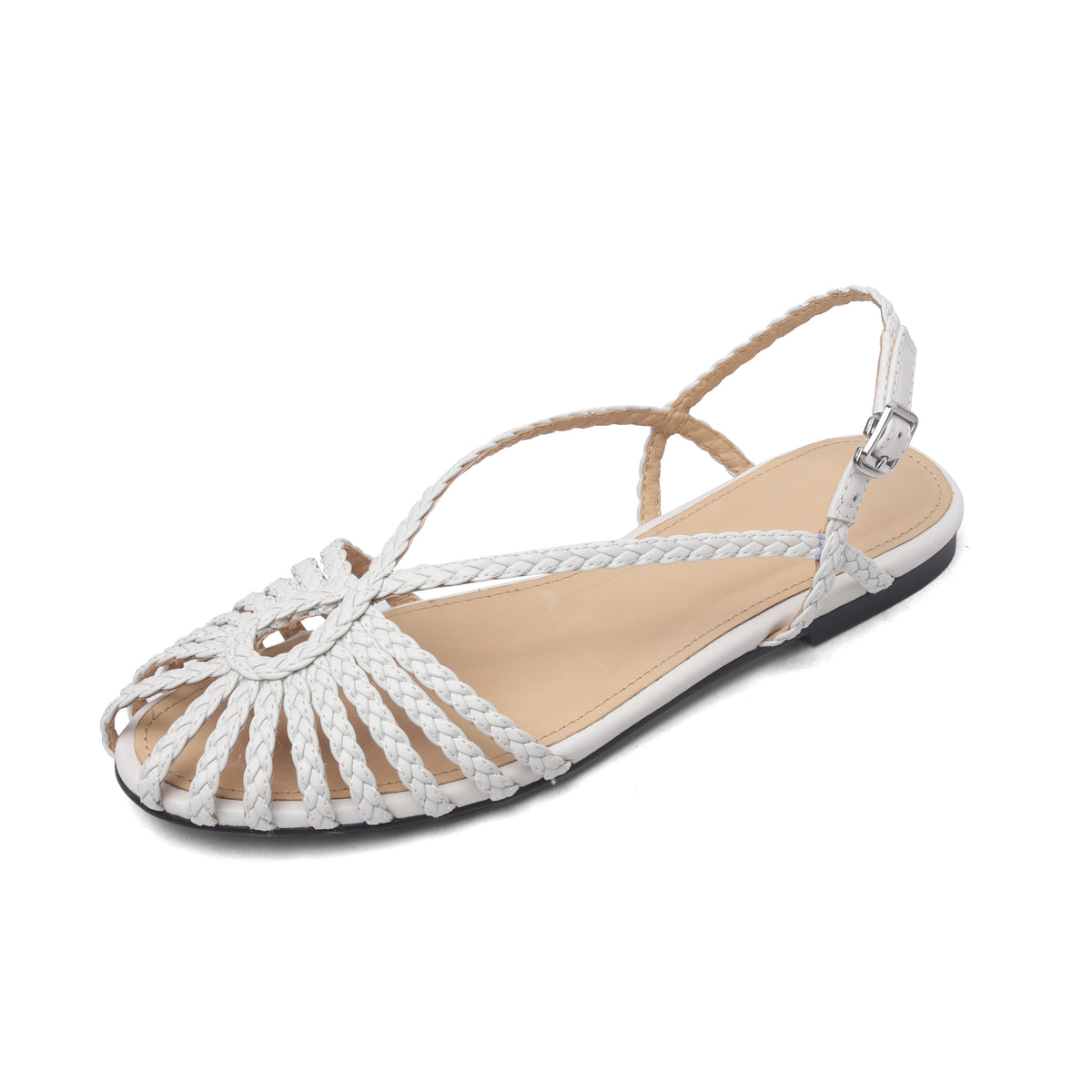 Sandale romane damă împletite cu cristale, talpă joasă TPR, stil elegant de vară