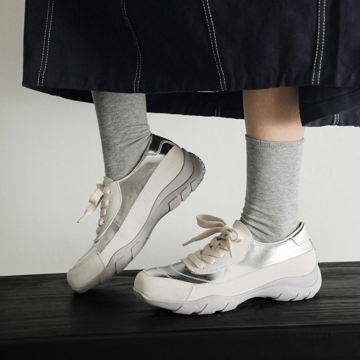 Pantofi sport damă din piele naturală, talpă groasă confortabilă, model casual coreean