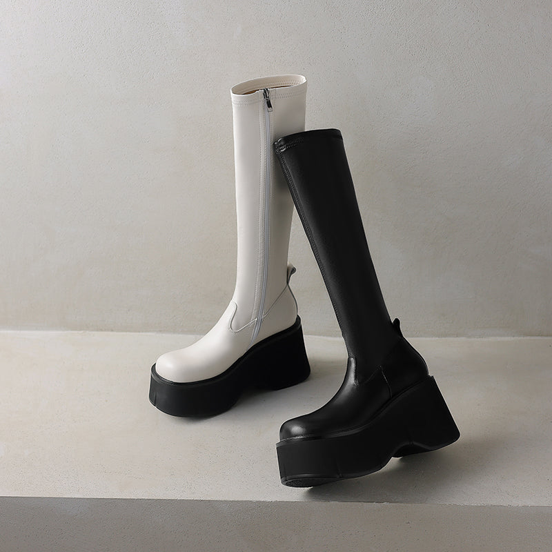 Botine elastice damă cu platformă groasă, model nou, încălțăminte scurtă confortabilă