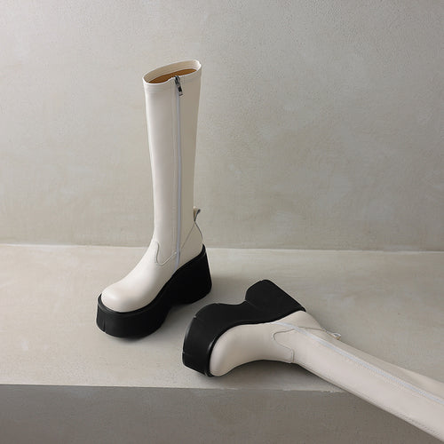 Botine elastice damă cu platformă groasă, model nou, încălțăminte scurtă confortabilă