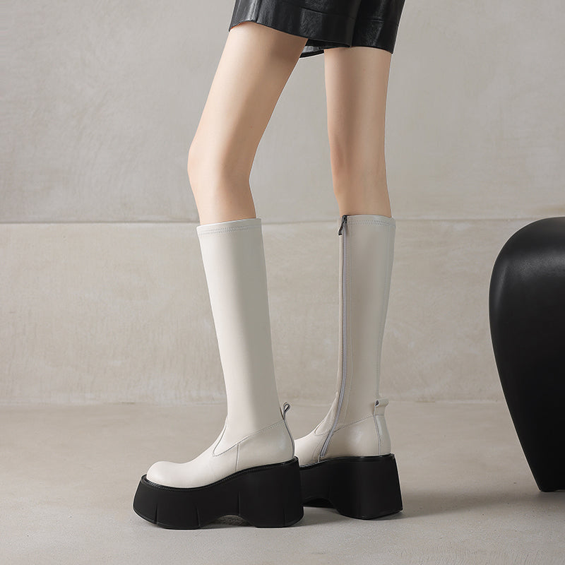 Botine elastice damă cu platformă groasă, model nou, încălțăminte scurtă confortabilă