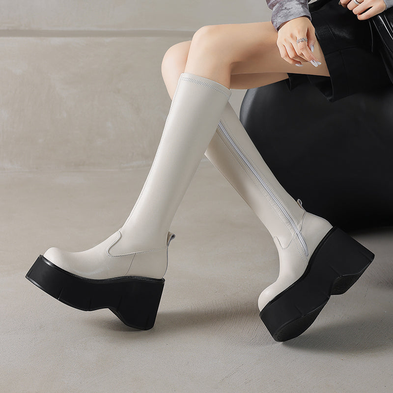 Botine elastice damă cu platformă groasă, model nou, încălțăminte scurtă confortabilă