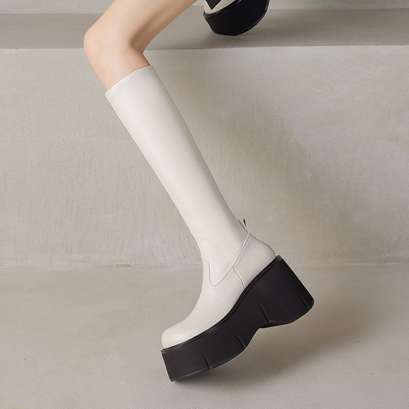 Botine elastice damă cu platformă groasă, model nou, încălțăminte scurtă confortabilă