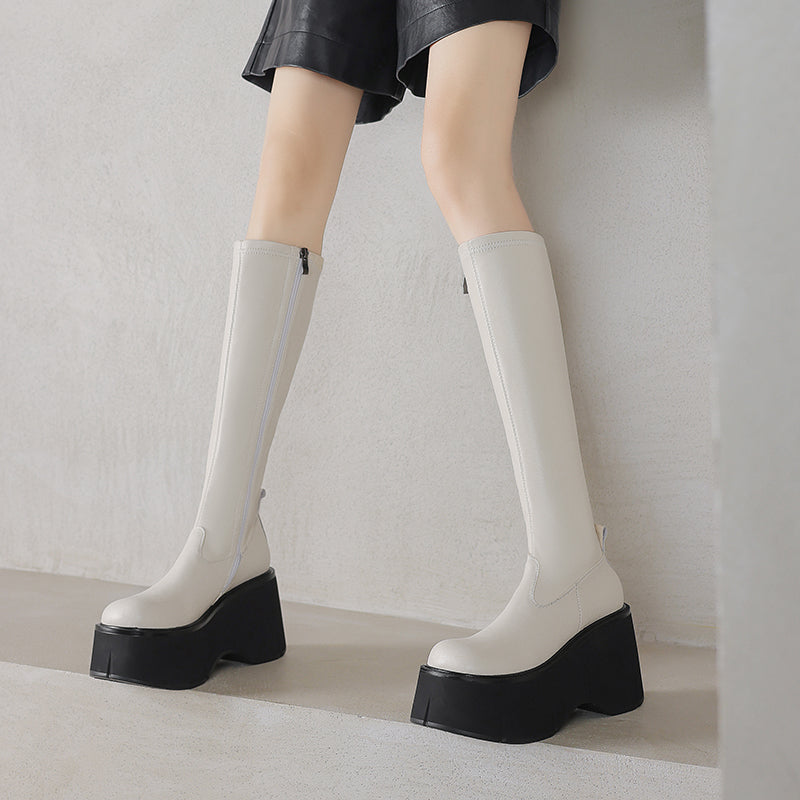 Botine elastice damă cu platformă groasă, model nou, încălțăminte scurtă confortabilă